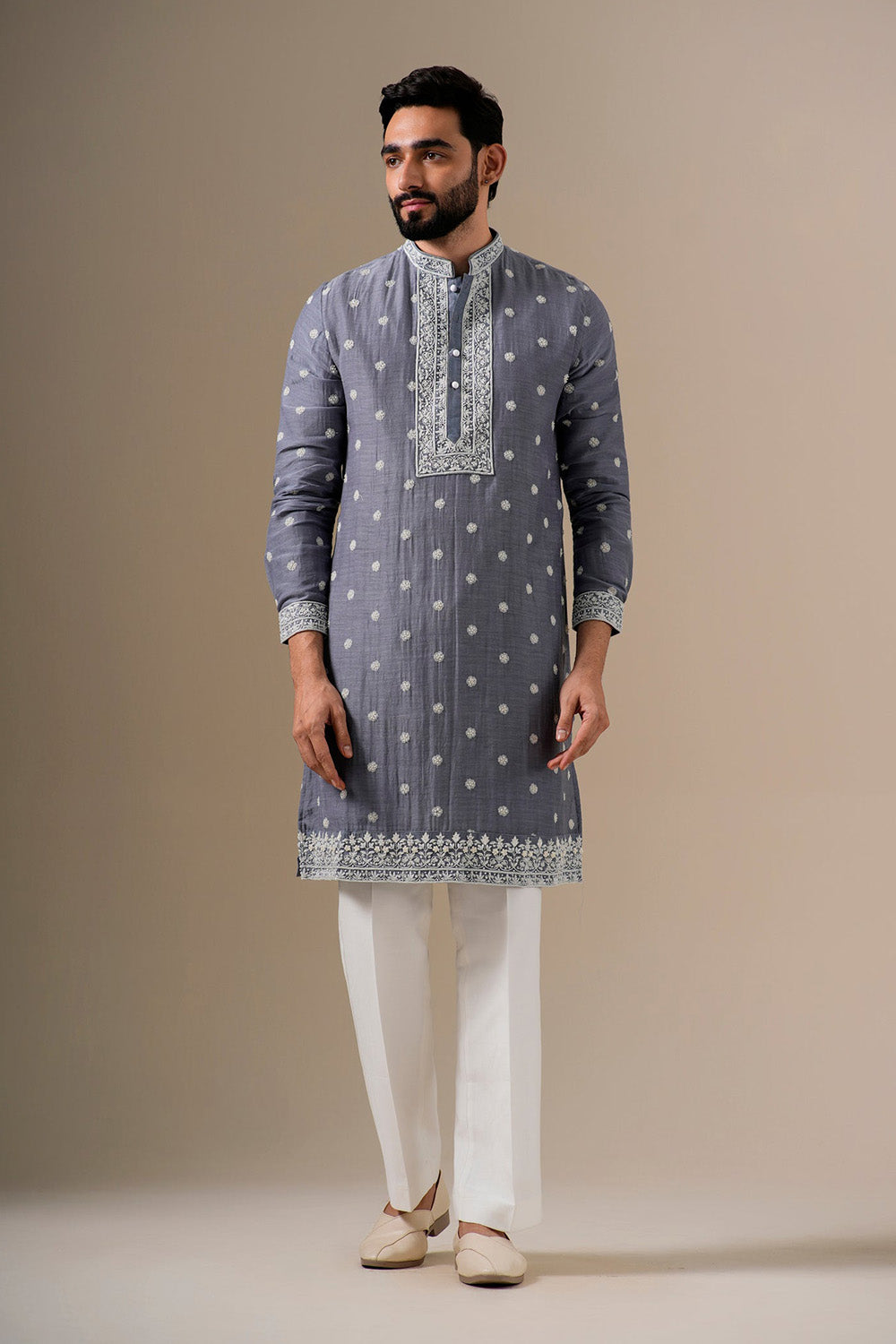 Grey Fleur Kurta Set