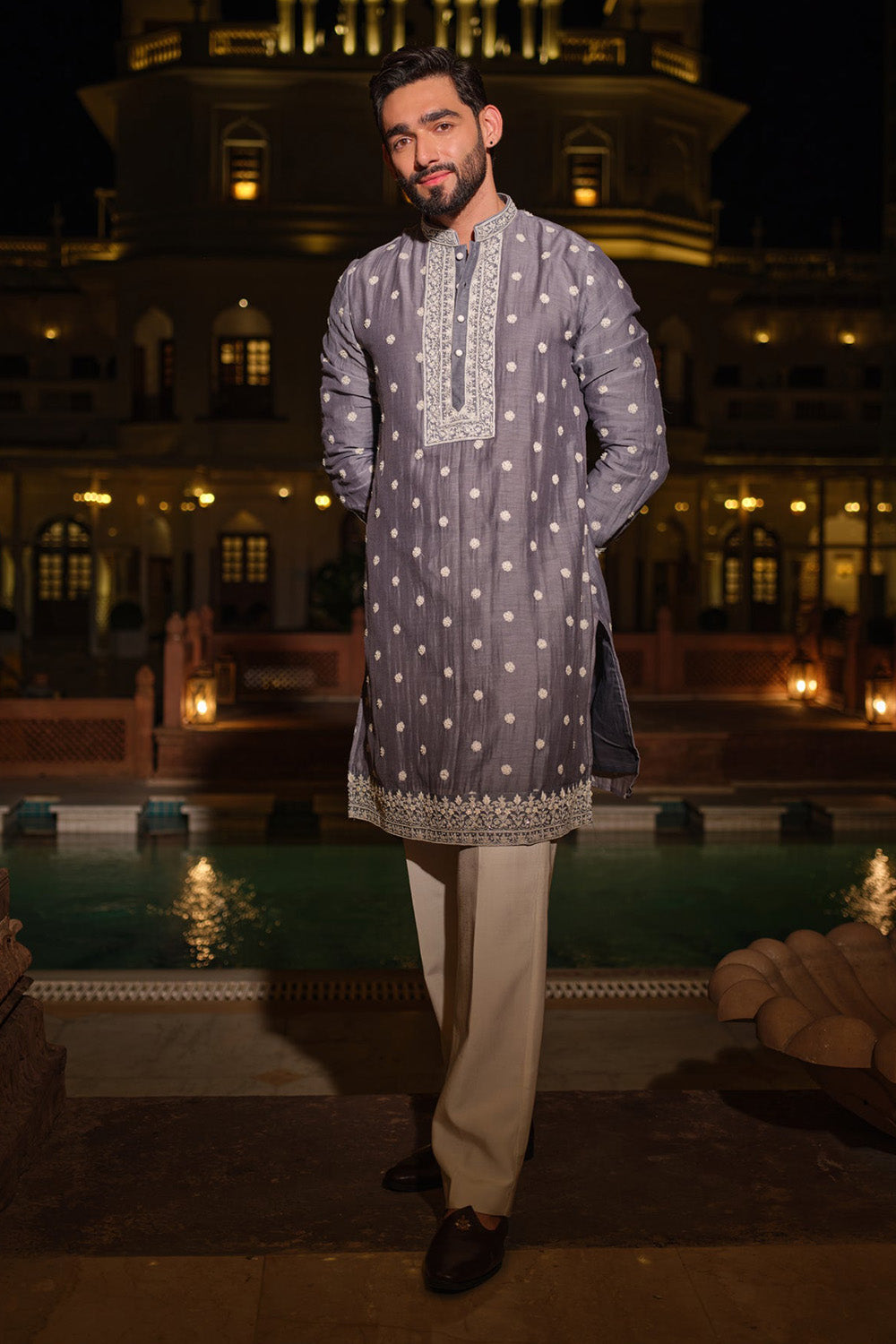 Grey Fleur Kurta Set