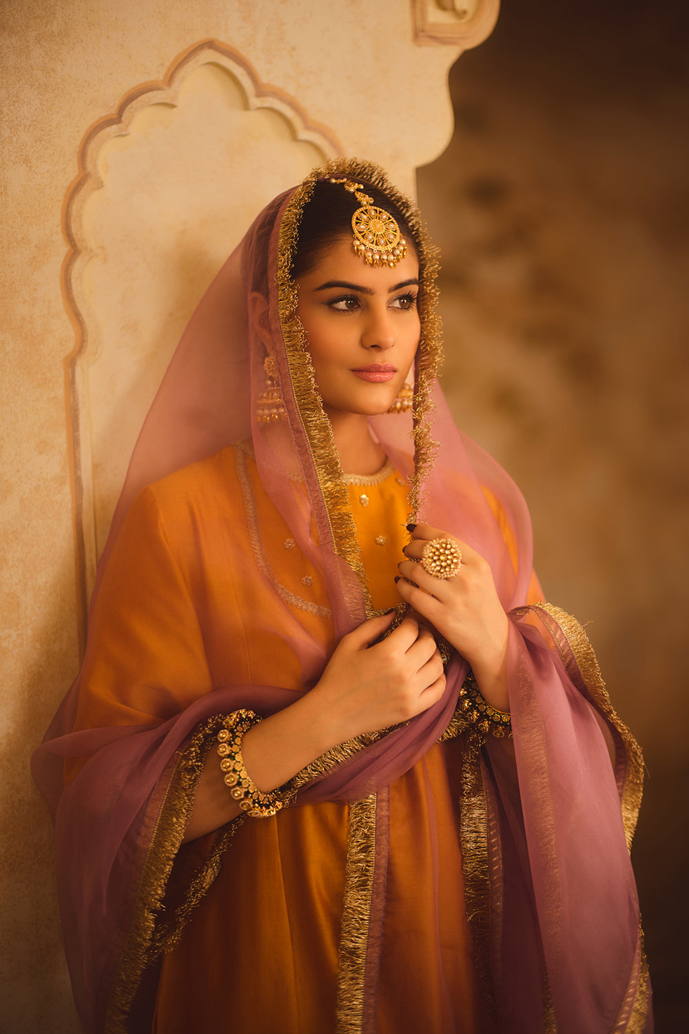 Gulbano Mustard Zero-Neck A-Line Kurta Set
