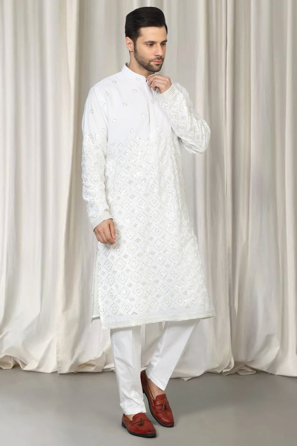 Harsh Mirror Embroidered Kurta With Back Elastic Pants