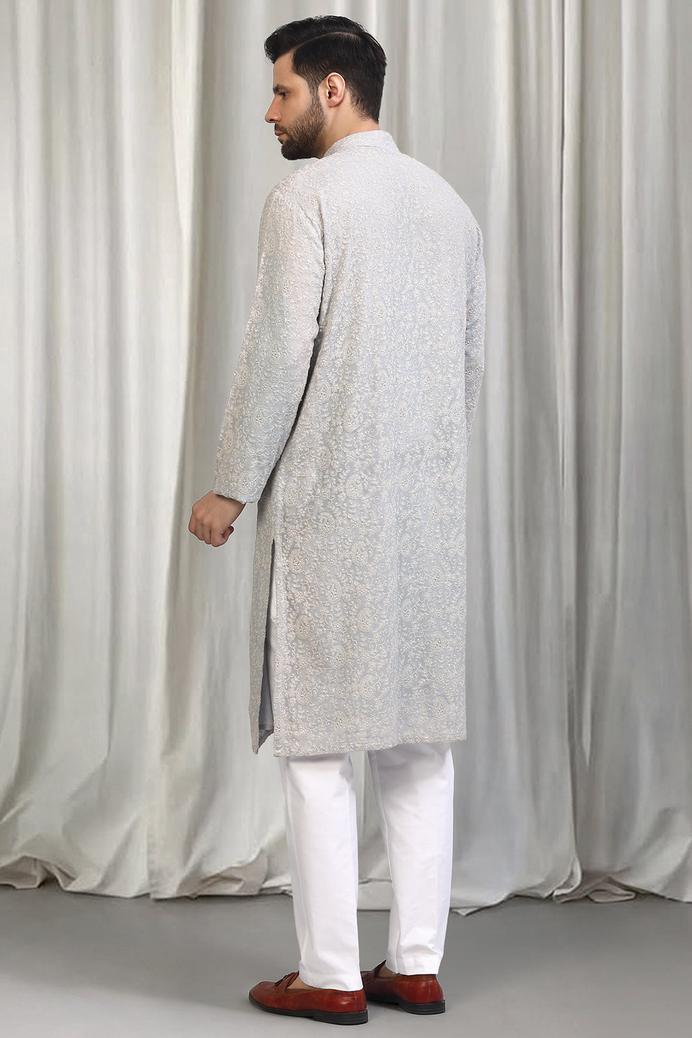 Harshollas All Over Embroidered Kurta With Back Elastic Pants