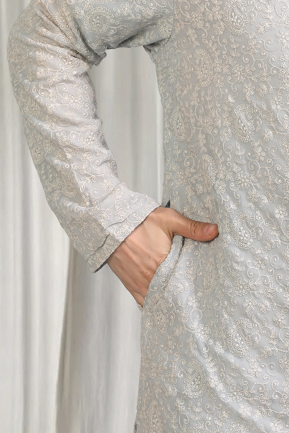 Harshollas All Over Embroidered Kurta With Back Elastic Pants