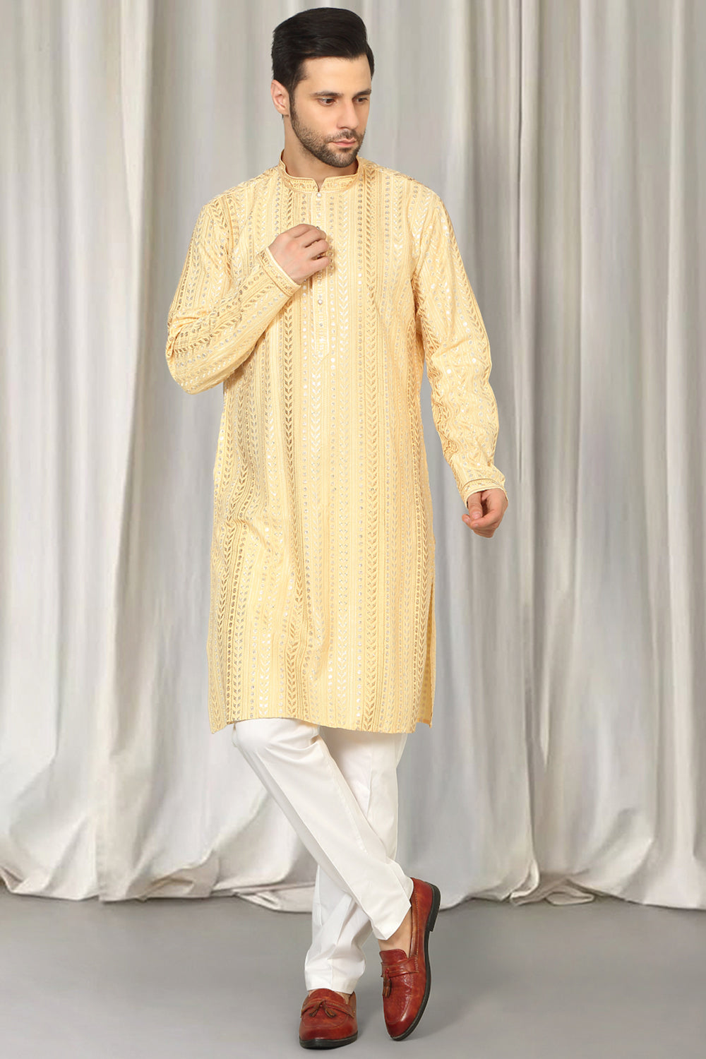 Harshollas Embroidered Kurta With Back Elastic Pants
