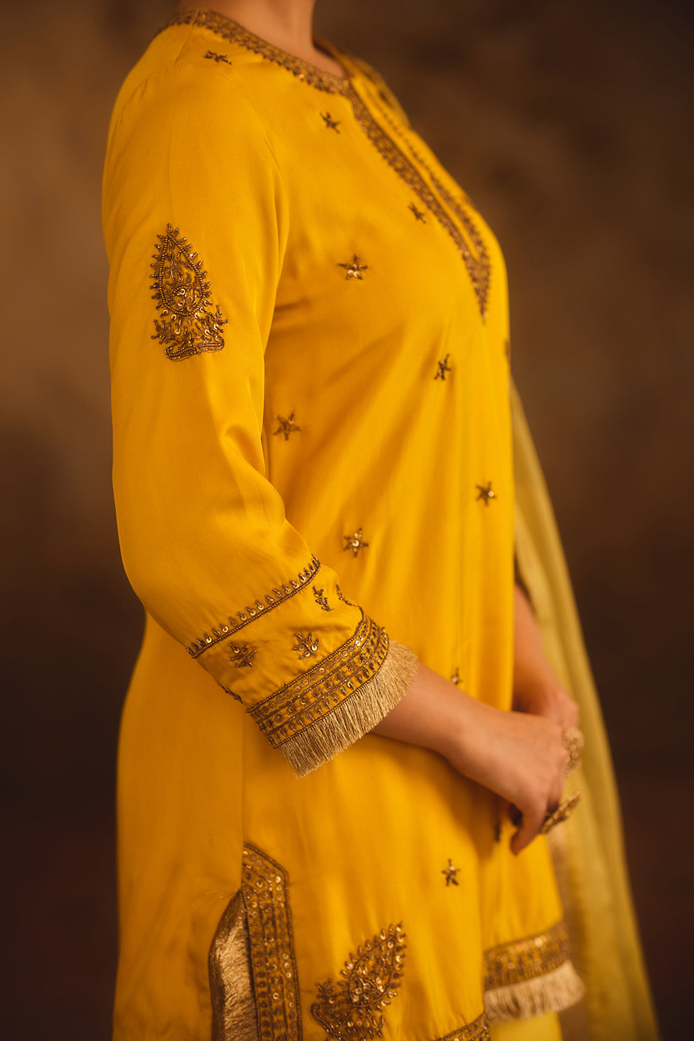 Hoor-E-Mahal Yellow Ombre Kurta Sharara Set