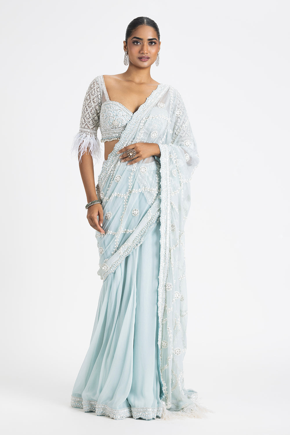 Ice Blue Shimmer Ggt Saree