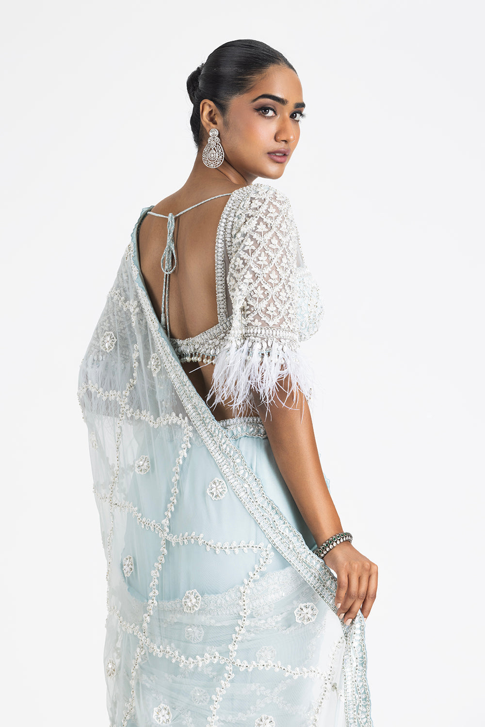 Ice Blue Shimmer Ggt Saree