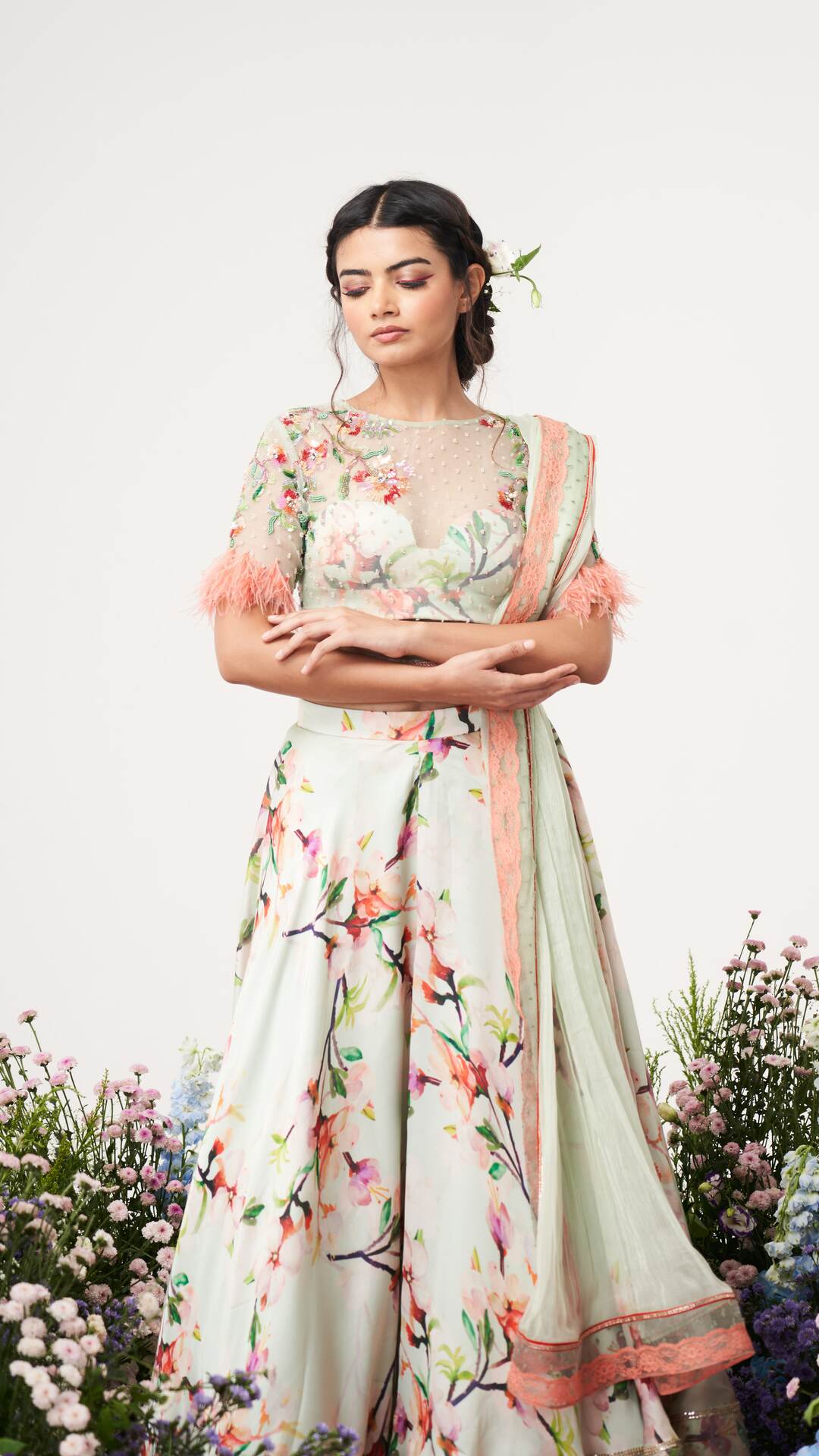 Lilium-Creme De Mint Lehenga Set