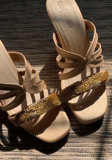 Aurora Block Heels - Light Gold