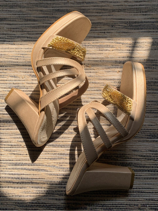Aurora Block Heels - Light Gold