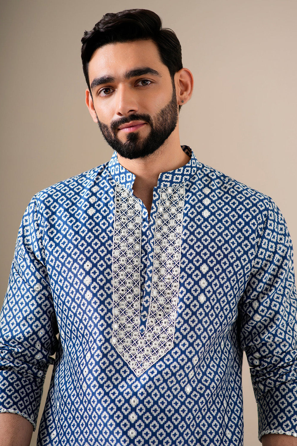 Indigo Mosaic Mirrorwork Kurta Set