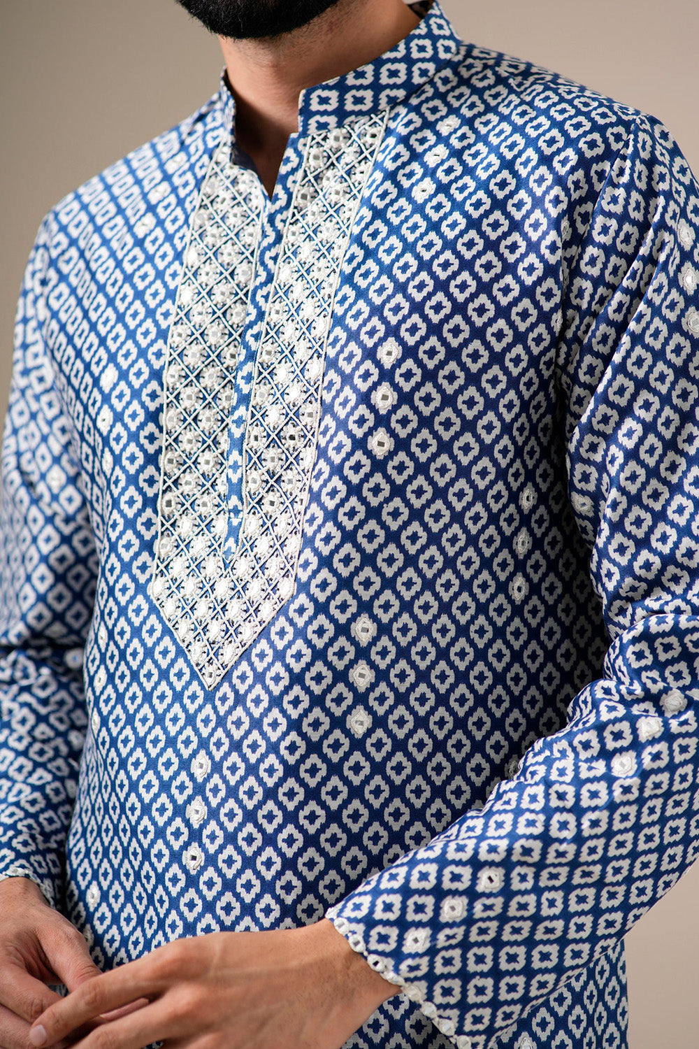 Indigo Mosaic Mirrorwork Kurta Set
