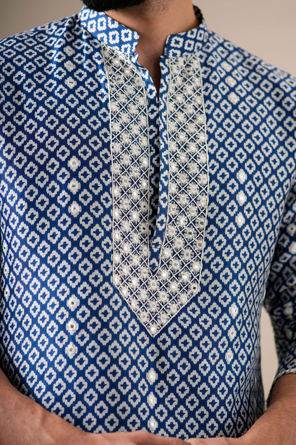 Indigo Mosaic Mirrorwork Kurta Set