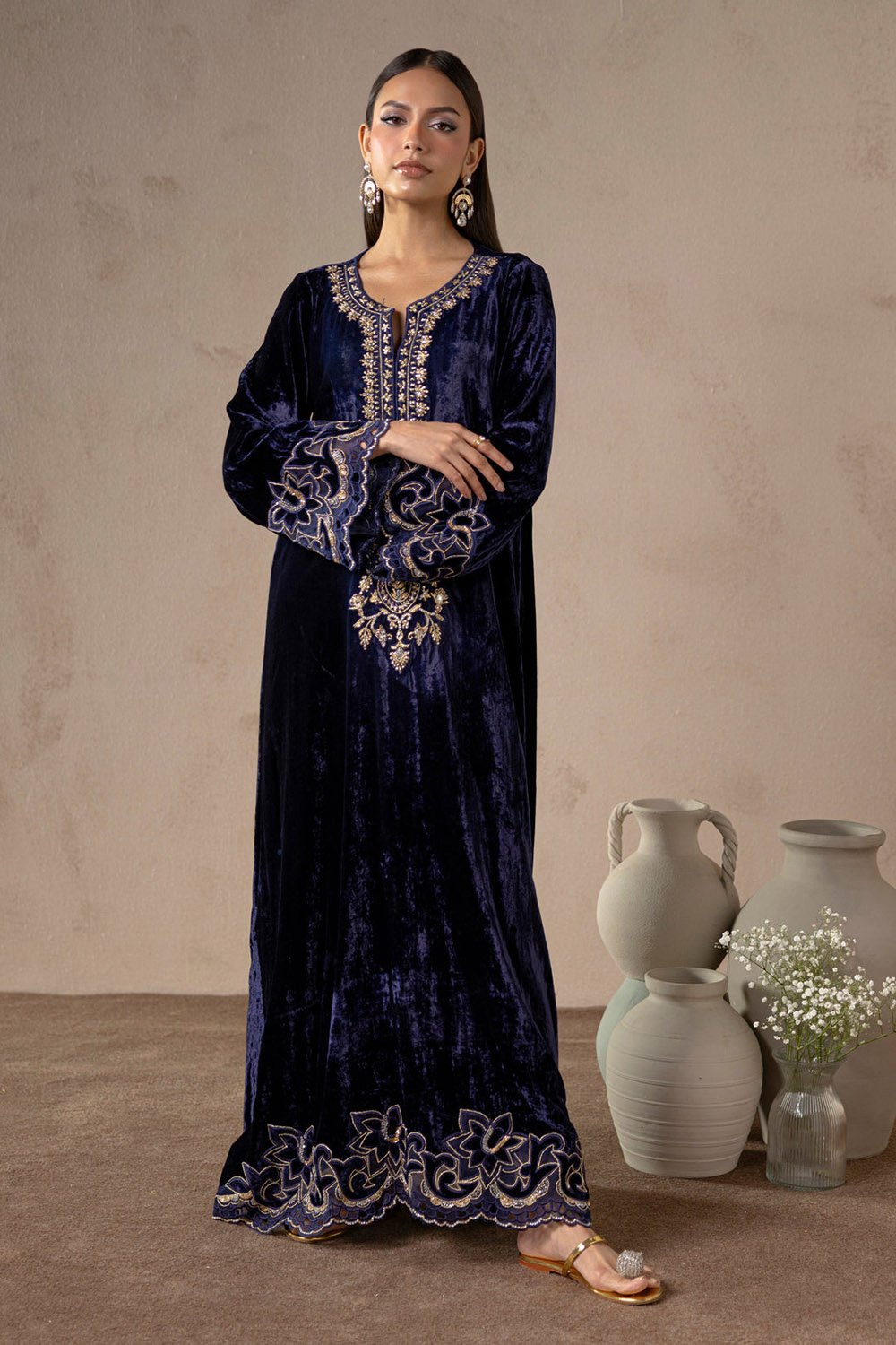 Ink Midnight Blue Velvet Suit Set