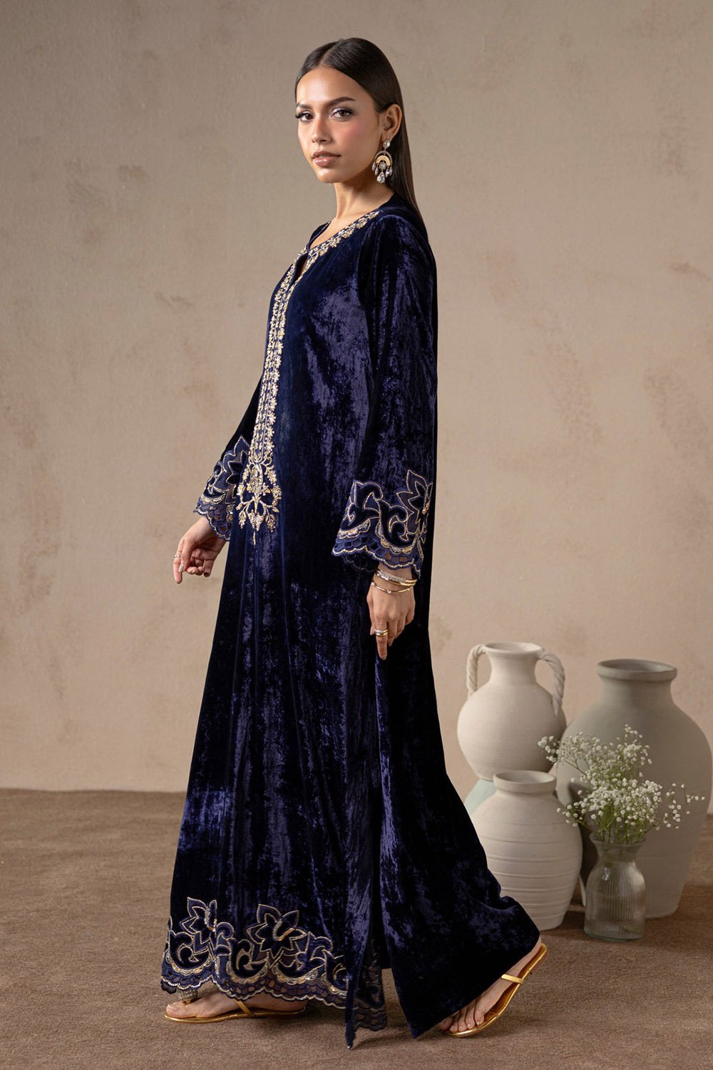 Ink Midnight Blue Velvet Suit Set