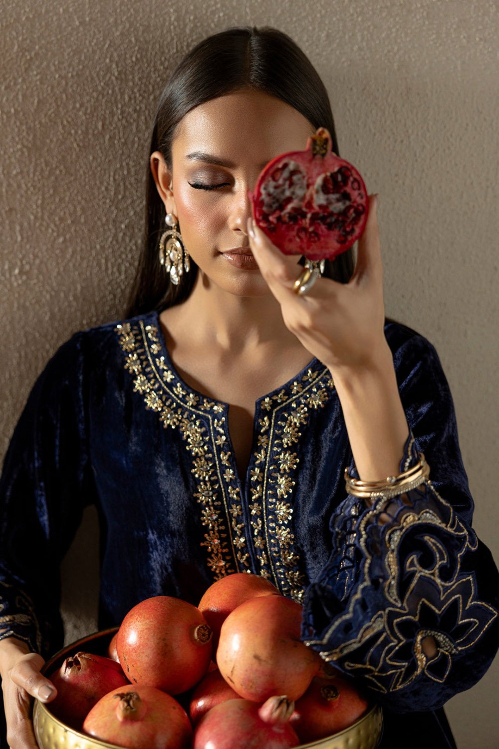 Ink Midnight Blue Velvet Suit Set