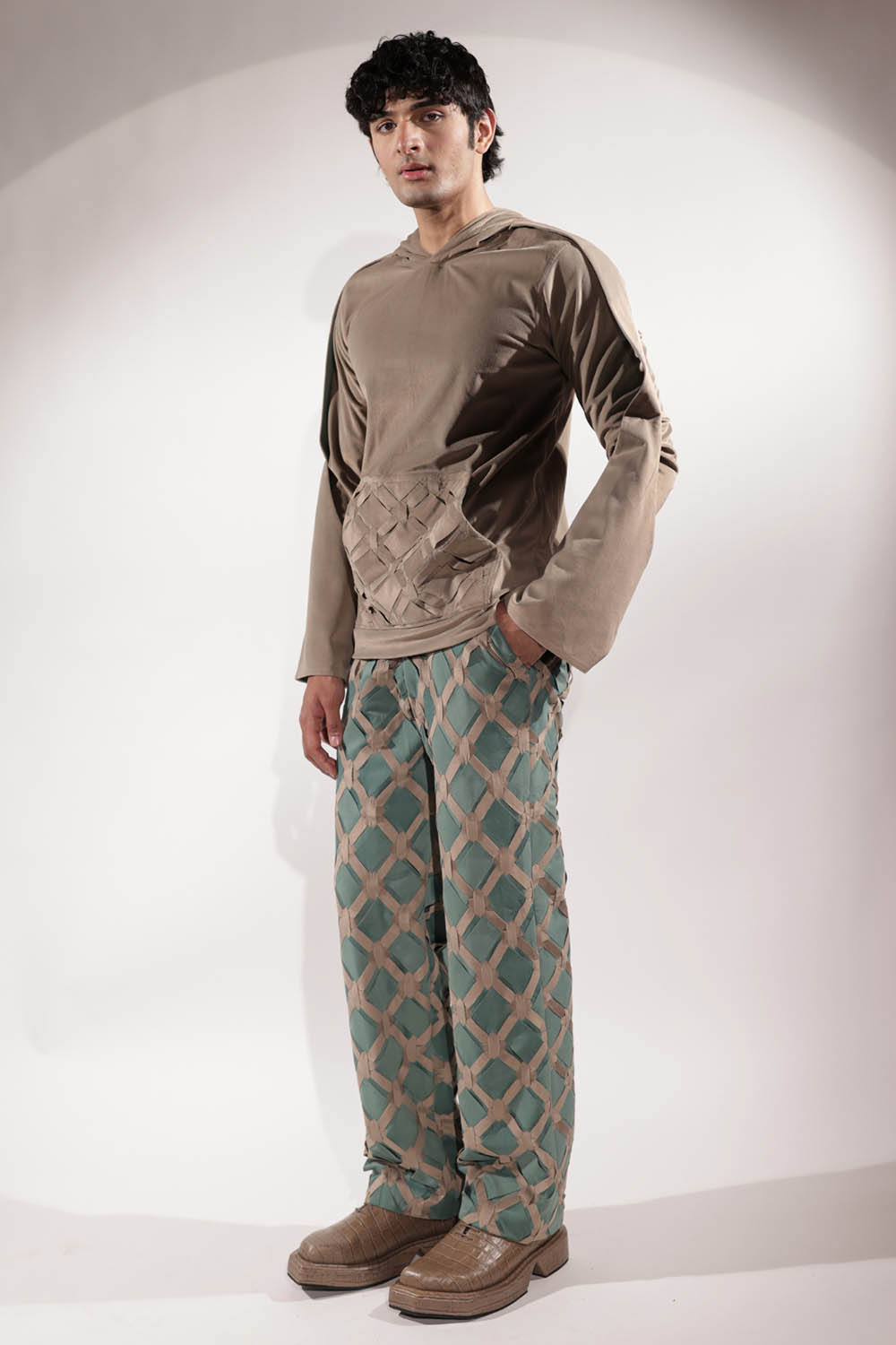 Interwoven Green & Beige Pants