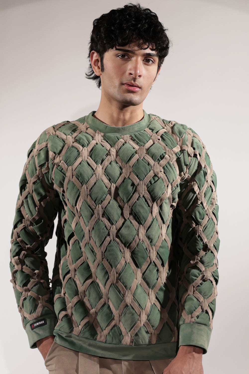 Interwoven Green & Beige Sweatshirt