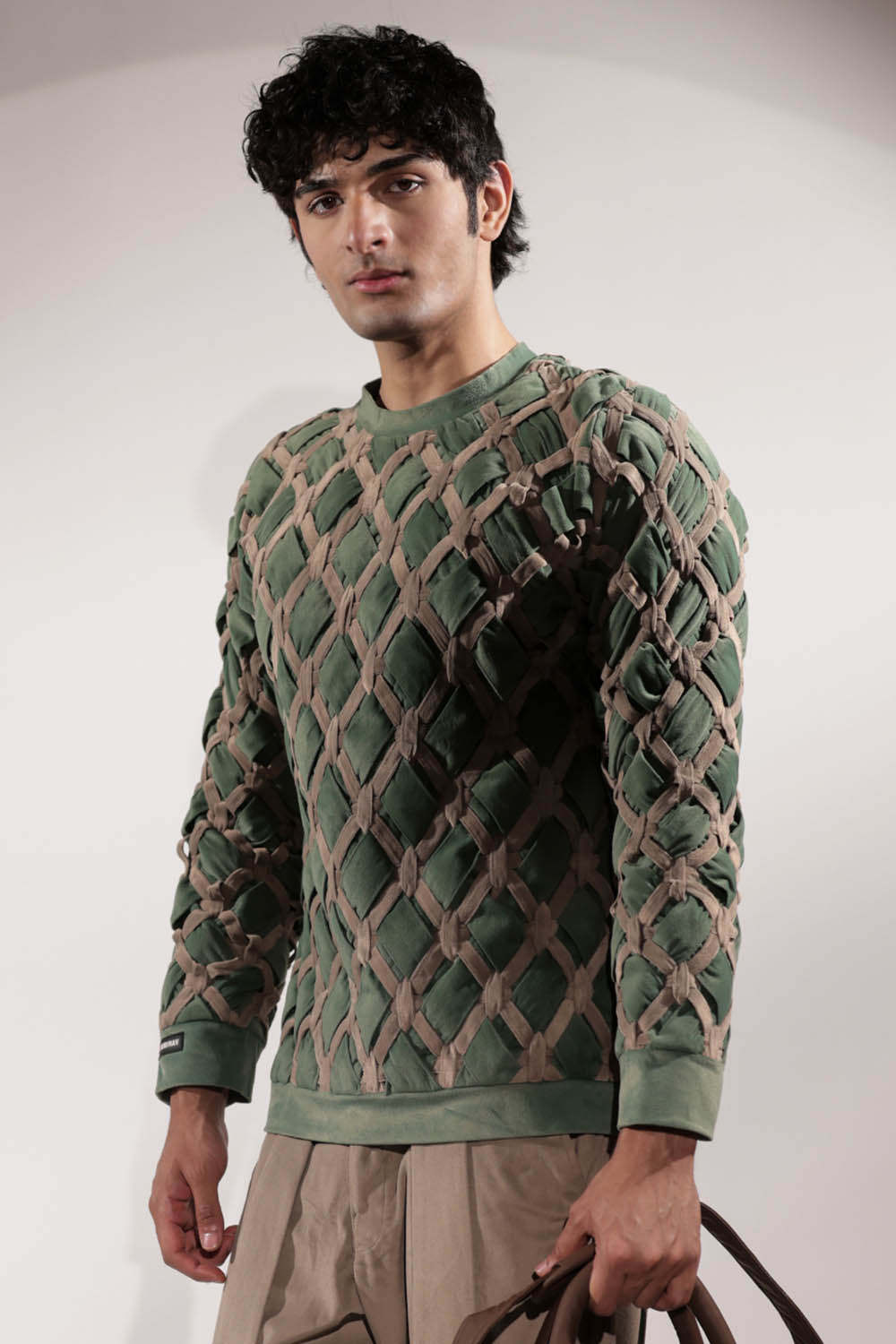 Interwoven Green & Beige Sweatshirt