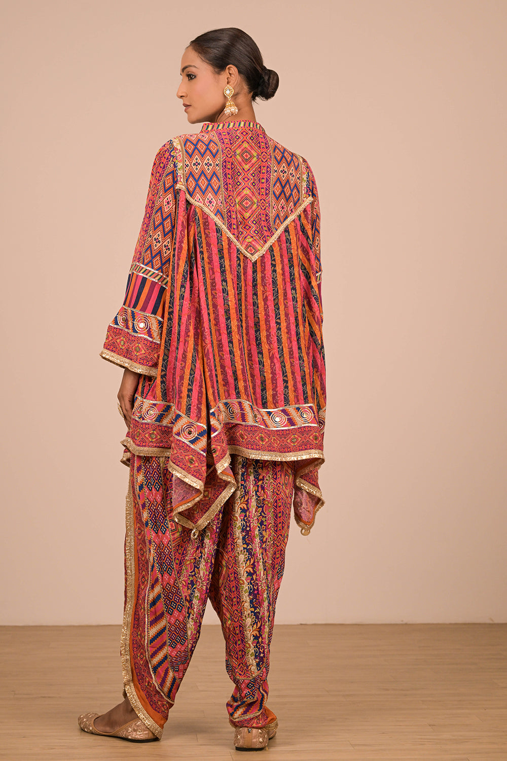 Orange Crepe Suit Set with Tulip Pants and Matching Canvas Tote Bag