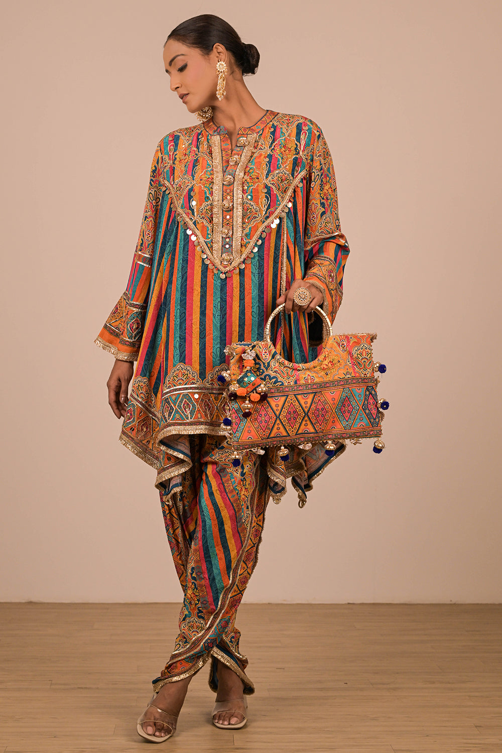 Sapphire Blue Crepe Suit with Tulip Pant and Matching Canvas Tote Bag