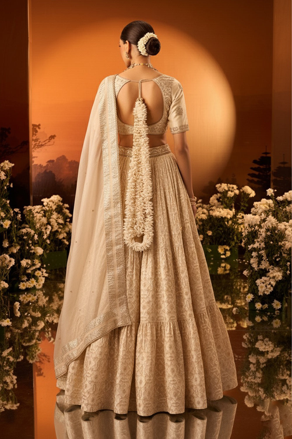 Ivory Banarasi Chnaderi Lehenga Set