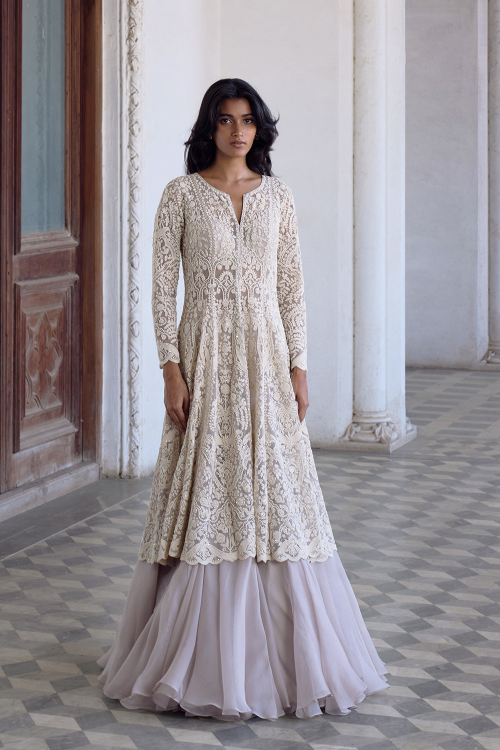 Ivory Carmine Jacket Skirt Set