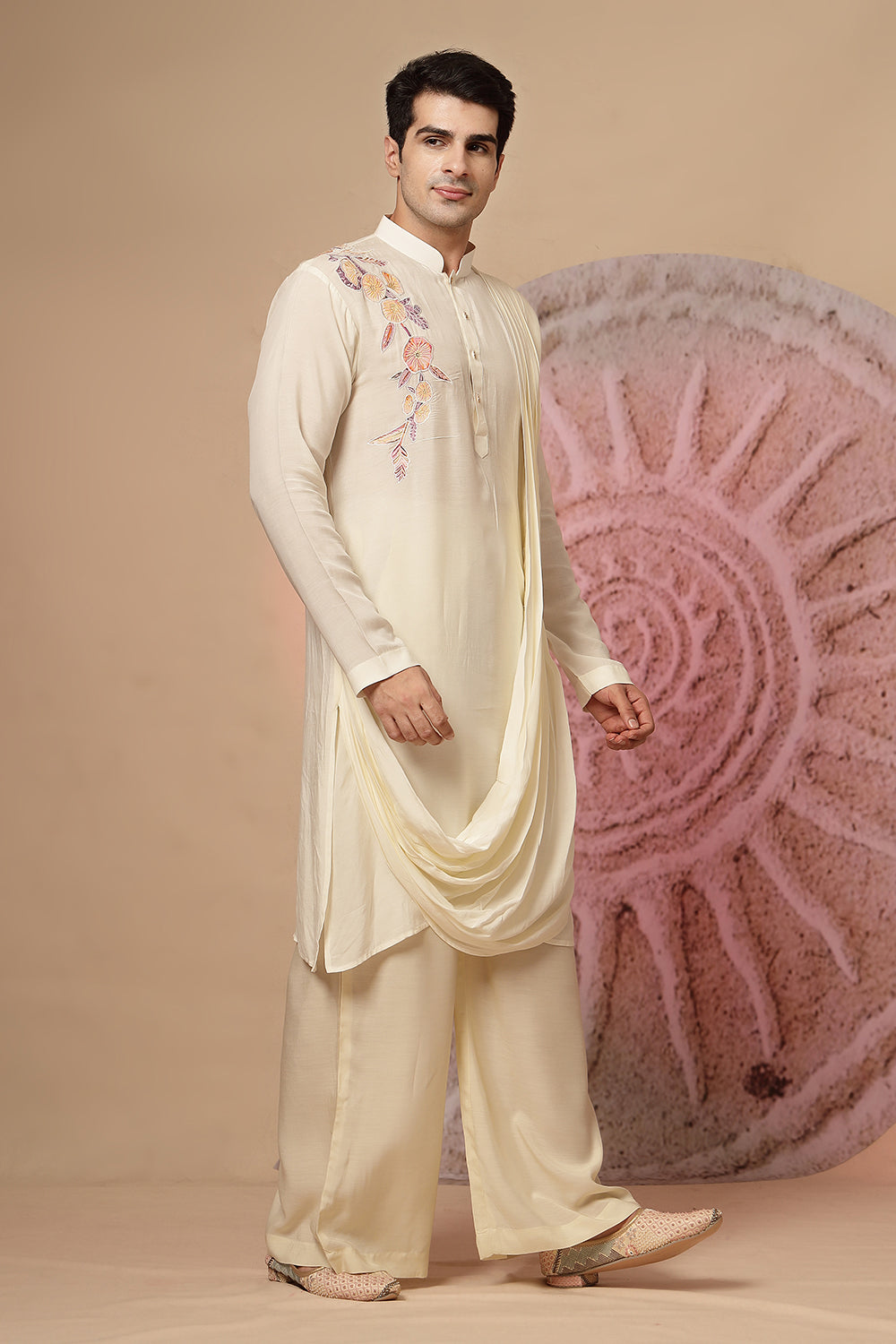 Ivory Cowl Kurta With Salwar Plazzo Pant