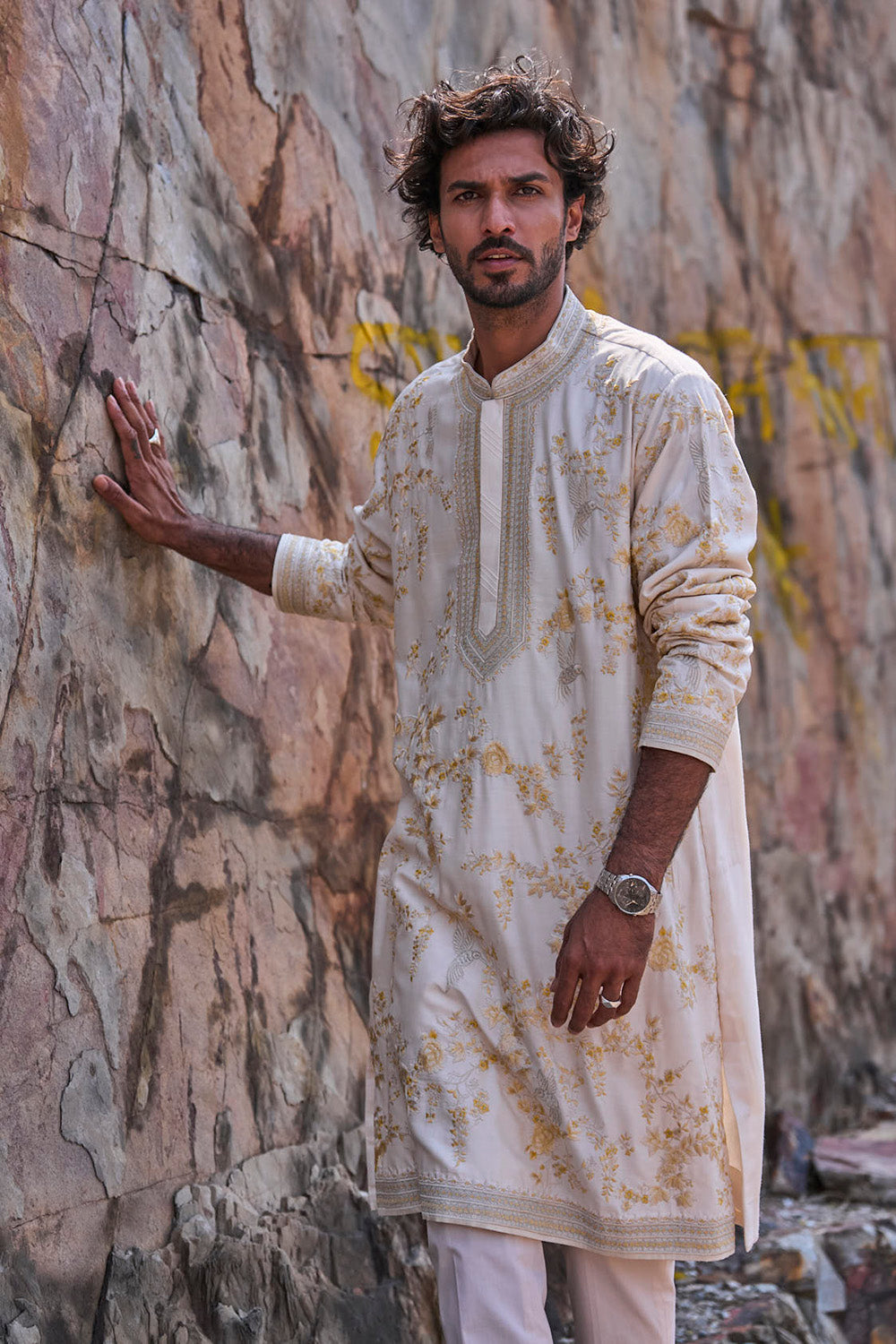 Ivory Flying Humming Bird Kurta Set