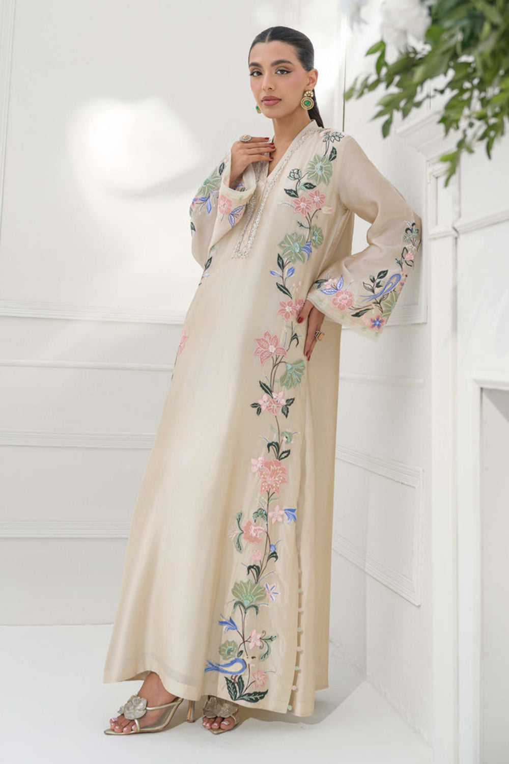 Ivory Silk Embroidered Suit Sets