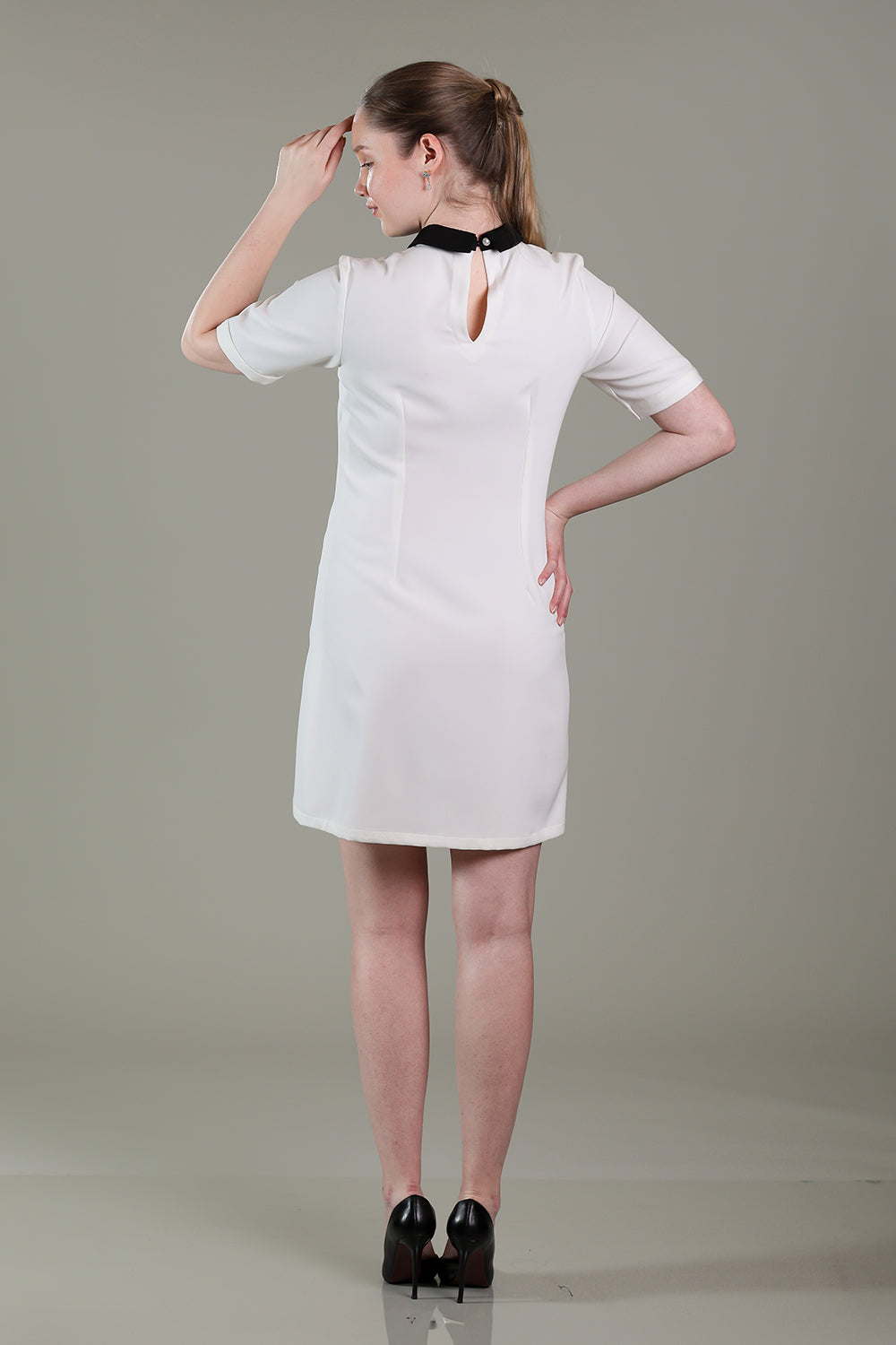 Ivory white dress with silver stones and crystals work on neck