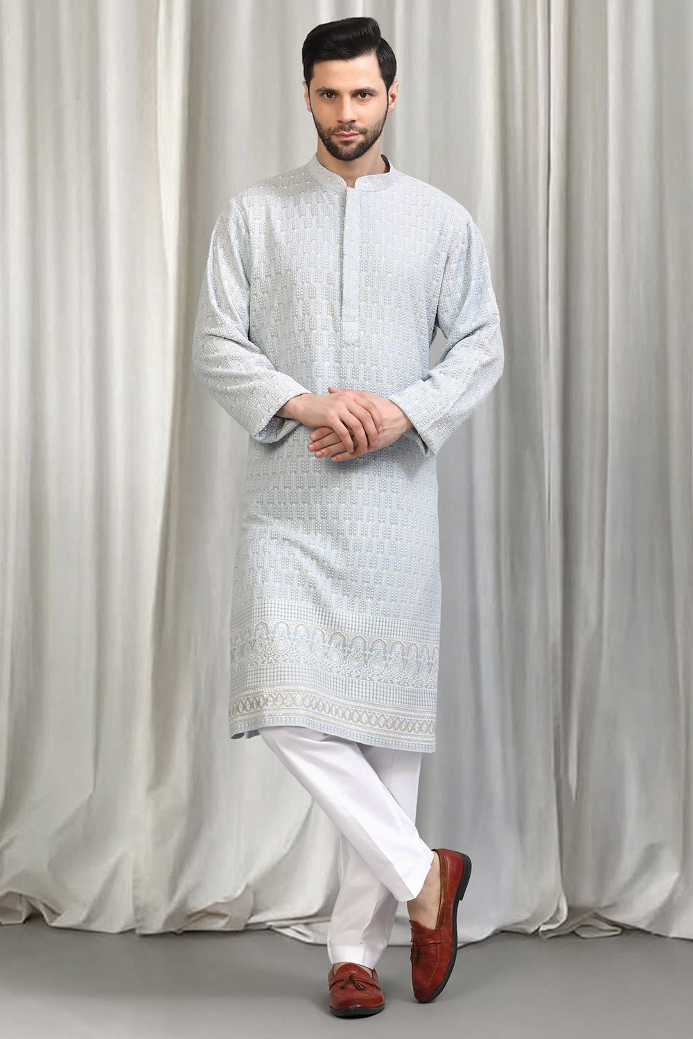 Jalsa All Over Embroidered Kurta With Back Elastic Pants