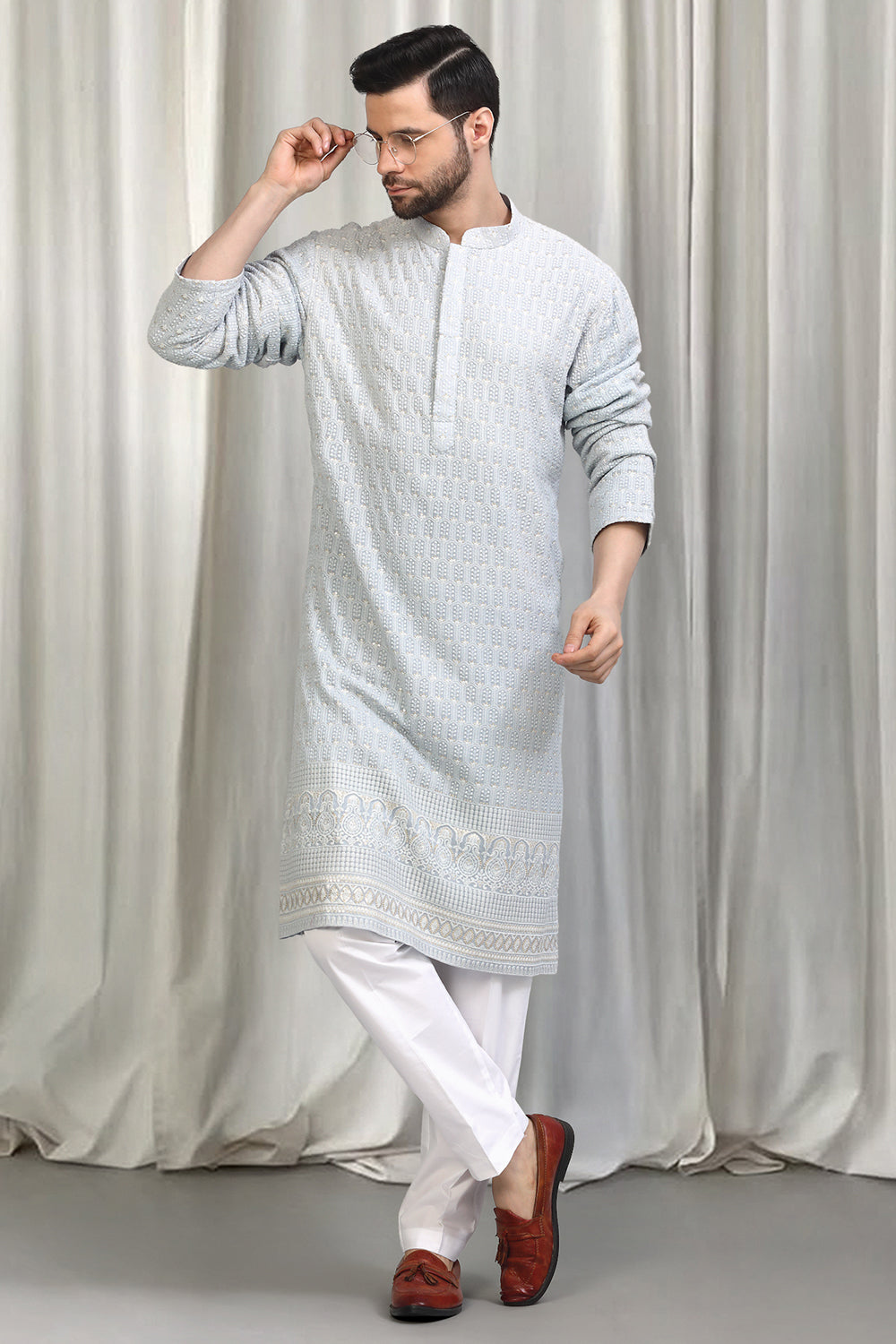 Jalsa All Over Embroidered Kurta With Back Elastic Pants