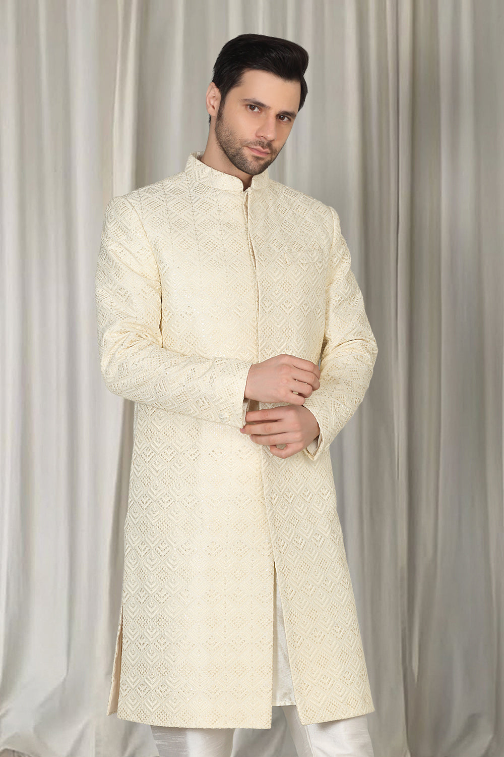 Jashne Bahaar Sherwani Set With Kurta , Dupatta And Pants