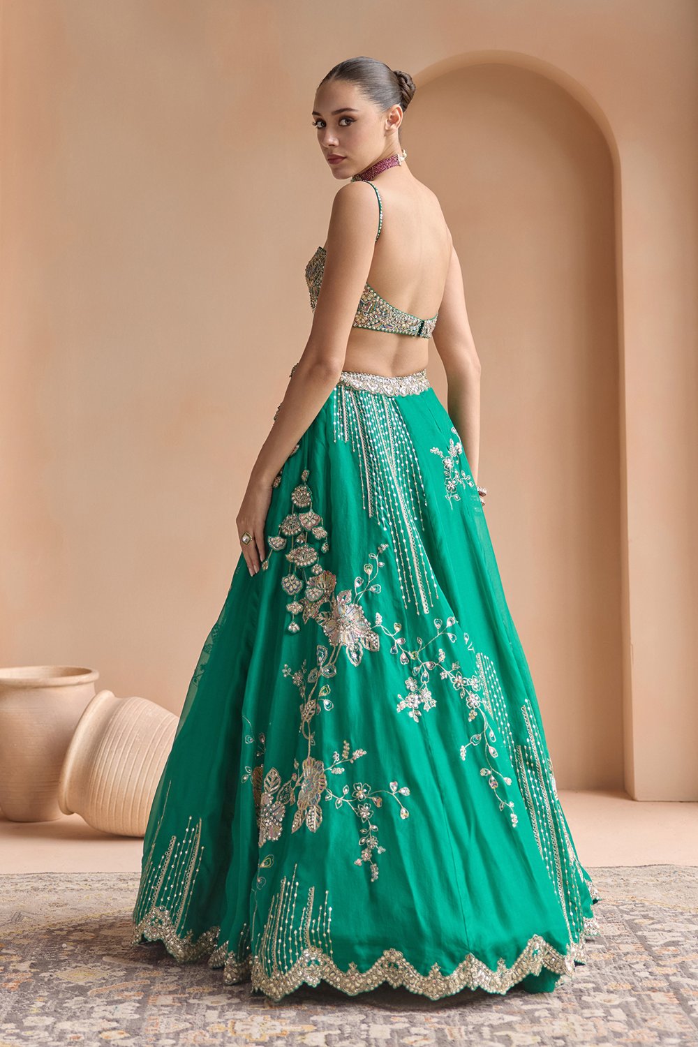 Jewel Green Embroidered Lehenga Set