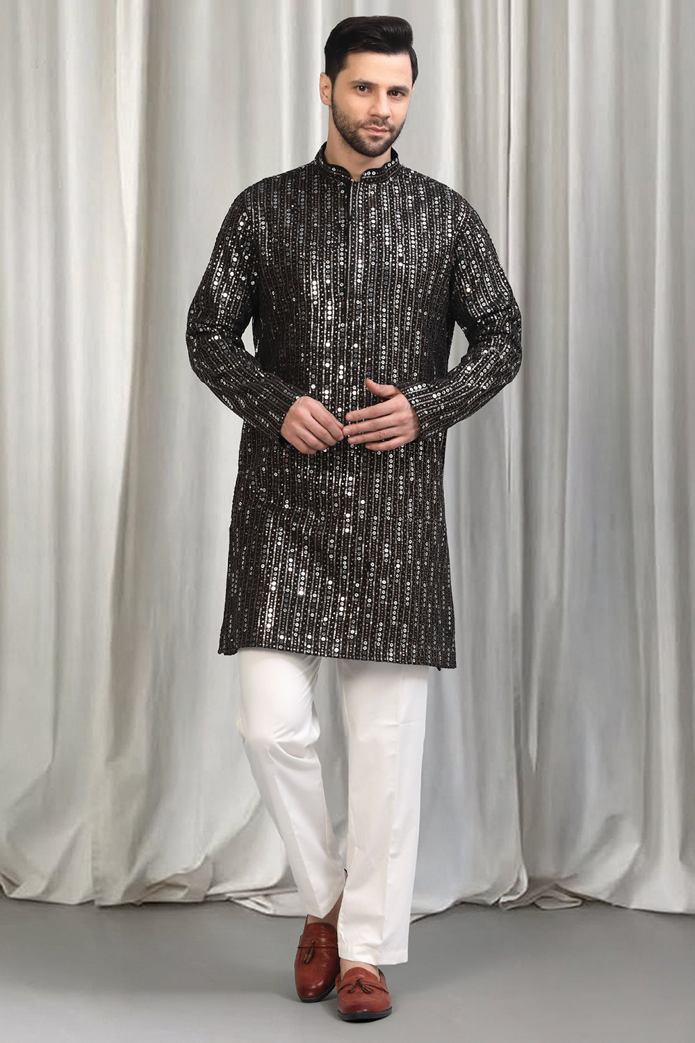 Jhilmil Embroidered Kurta With Back Elastic Pants