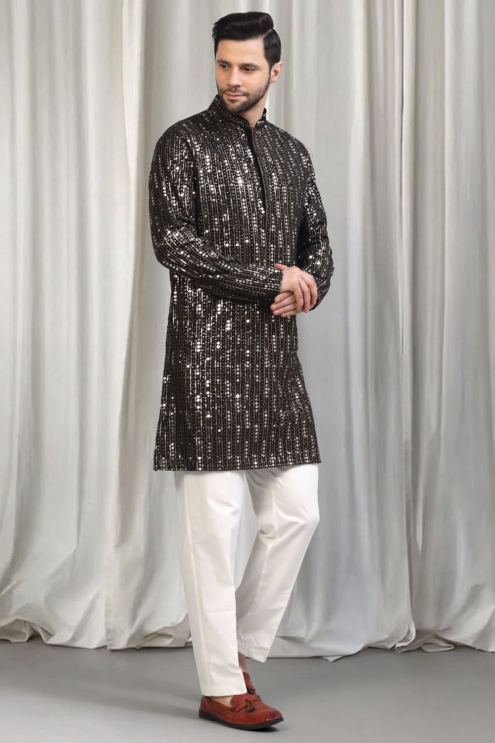 Jhilmil Embroidered Kurta With Back Elastic Pants