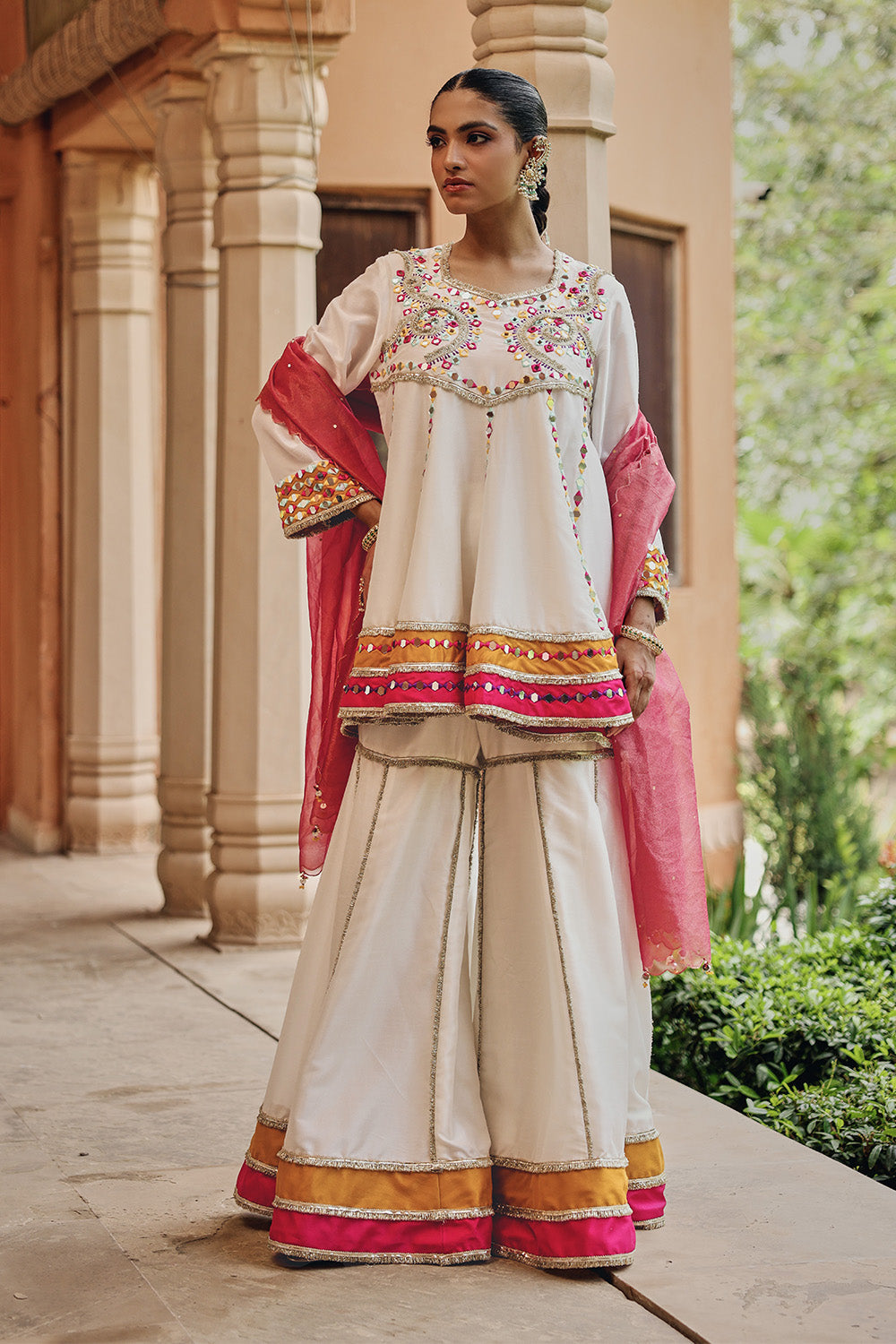 Jugni Ivory Sharara Set