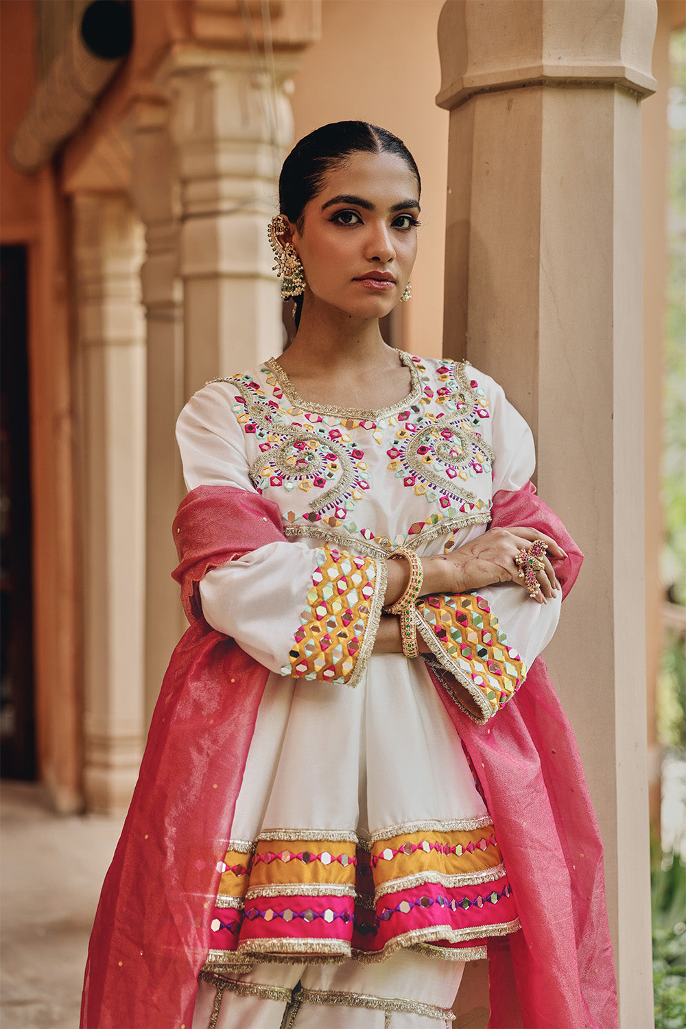 Jugni Ivory Sharara Set