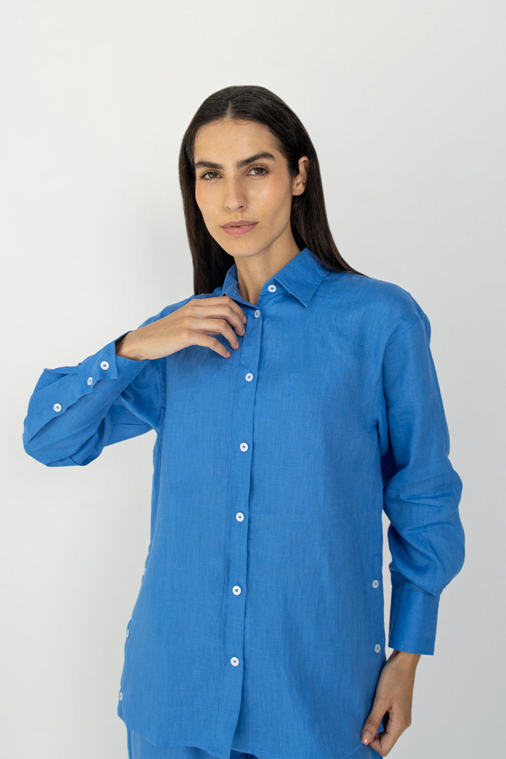 Khushboo & Pankaj Azure Blue Linen Relaxed Co-Ord Set