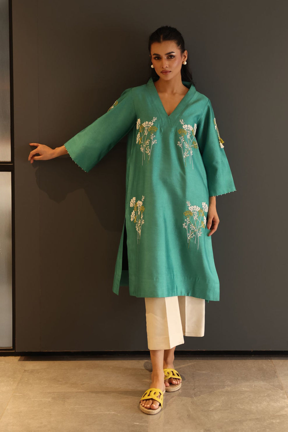 Khushboo & Pankaj Botanical Threadwork Kurta Set
