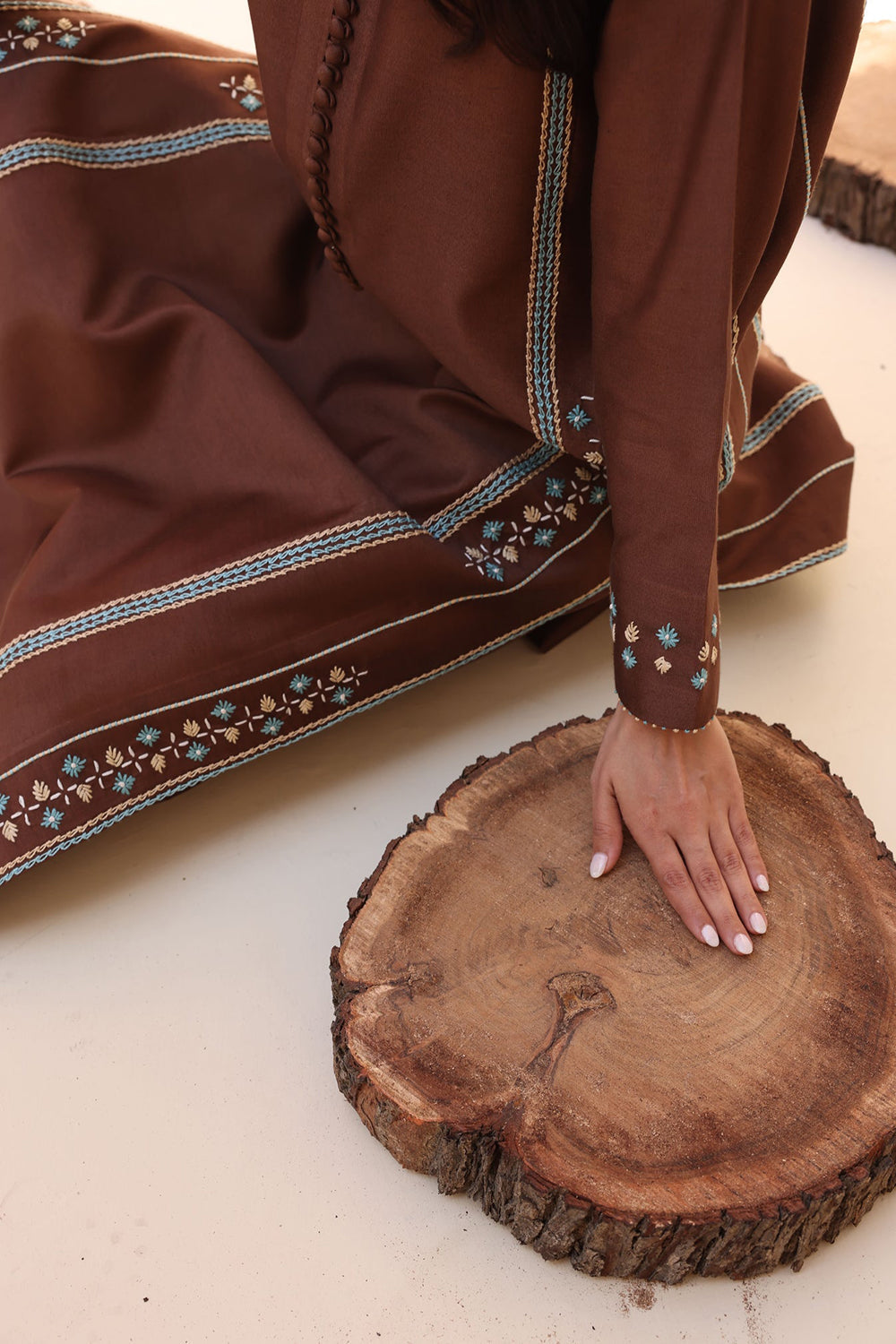 Khushboo & Pankaj Cocoa Straight Kurta with Subtle Thread Work