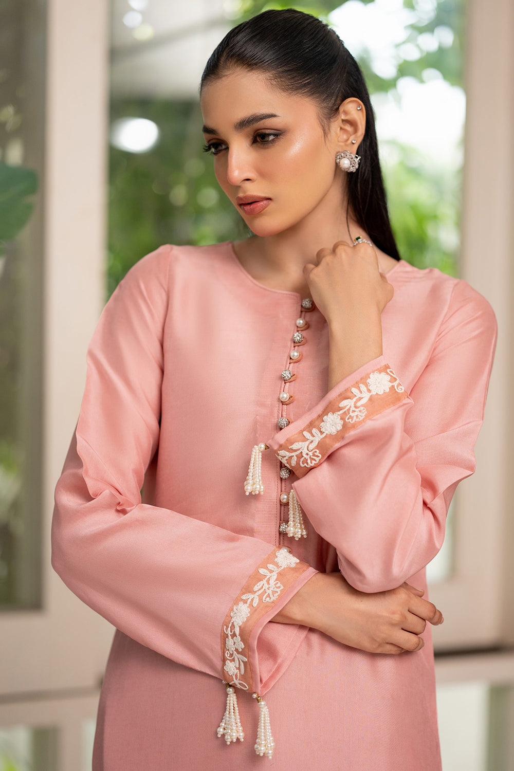 Khushboo & Pankaj Coral Blush Embroidered Suit Set with Dupatta