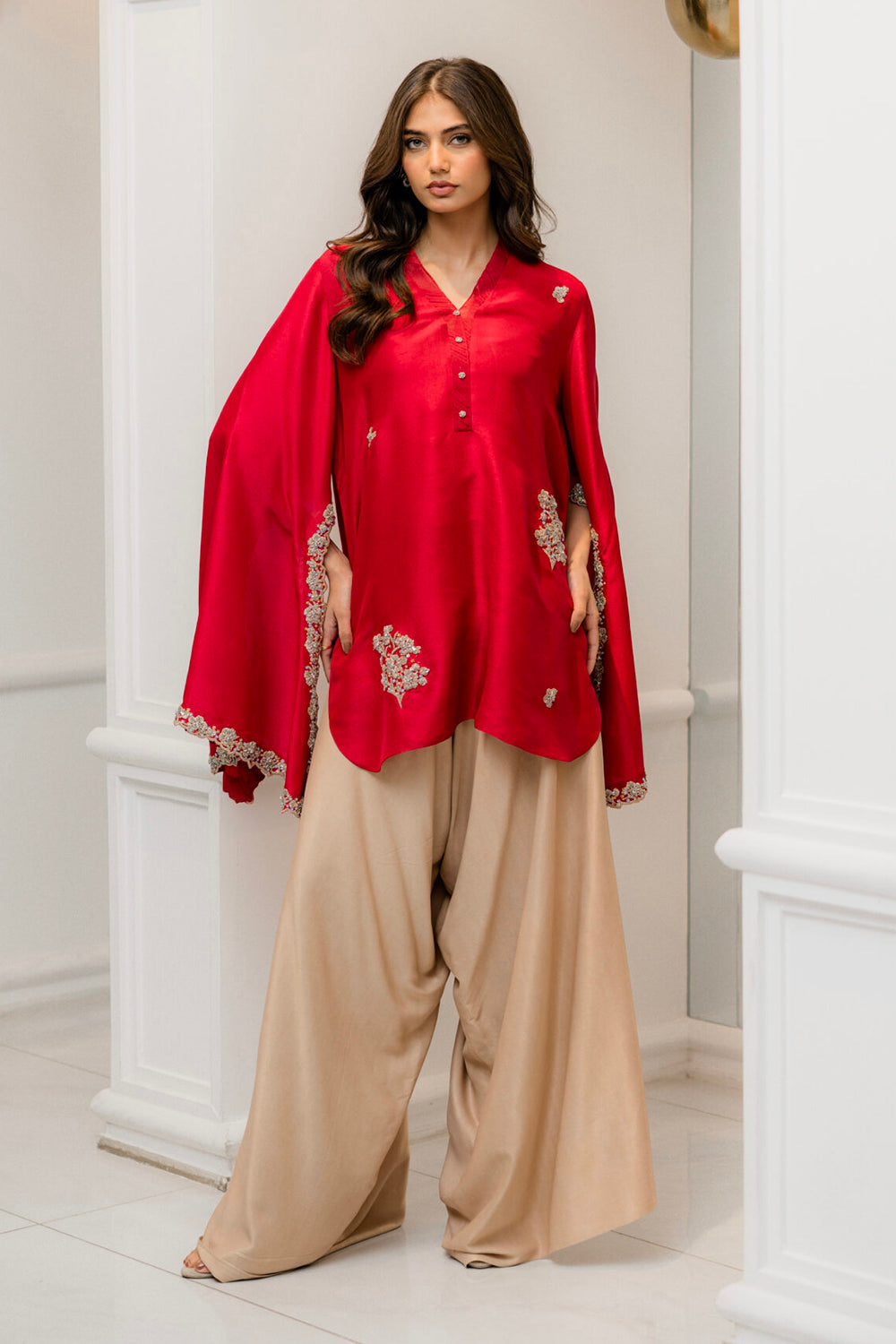 Khushboo & Pankaj Crimson Silk Statement Kurta Set