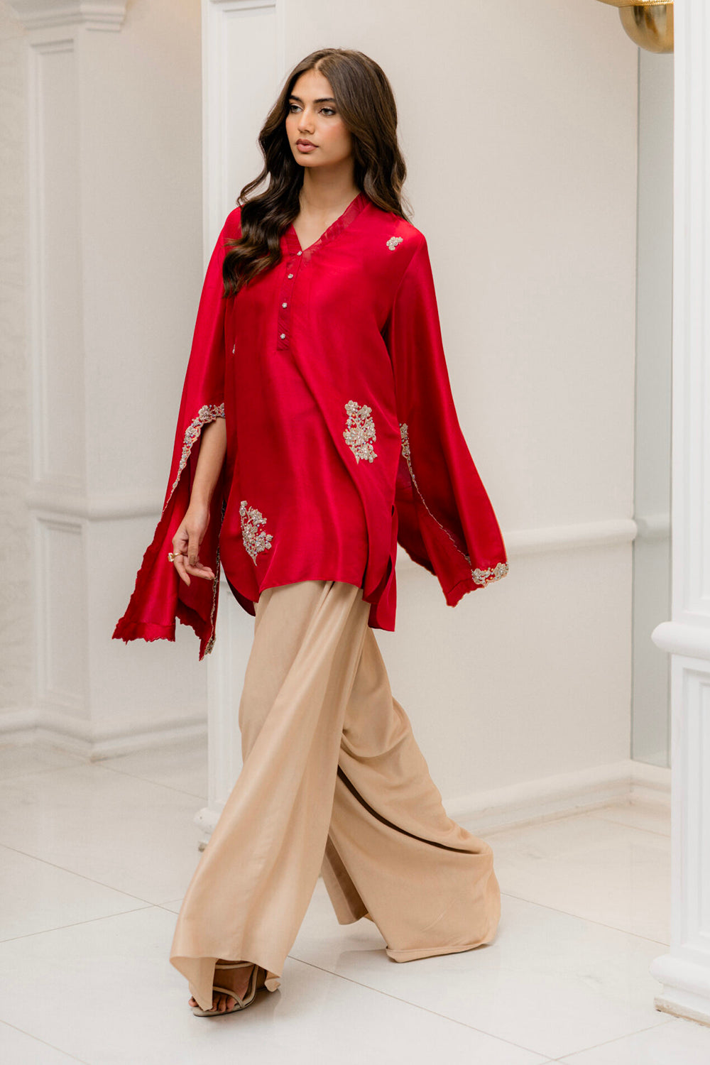 Khushboo & Pankaj Crimson Silk Statement Kurta Set