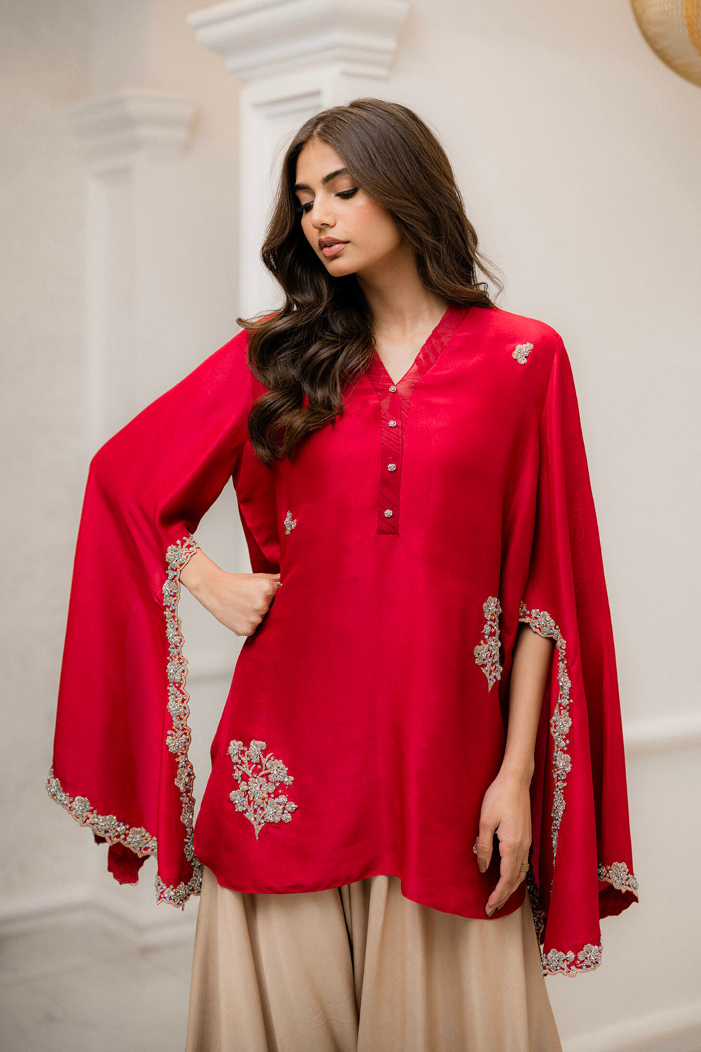 Khushboo & Pankaj Crimson Silk Statement Kurta Set