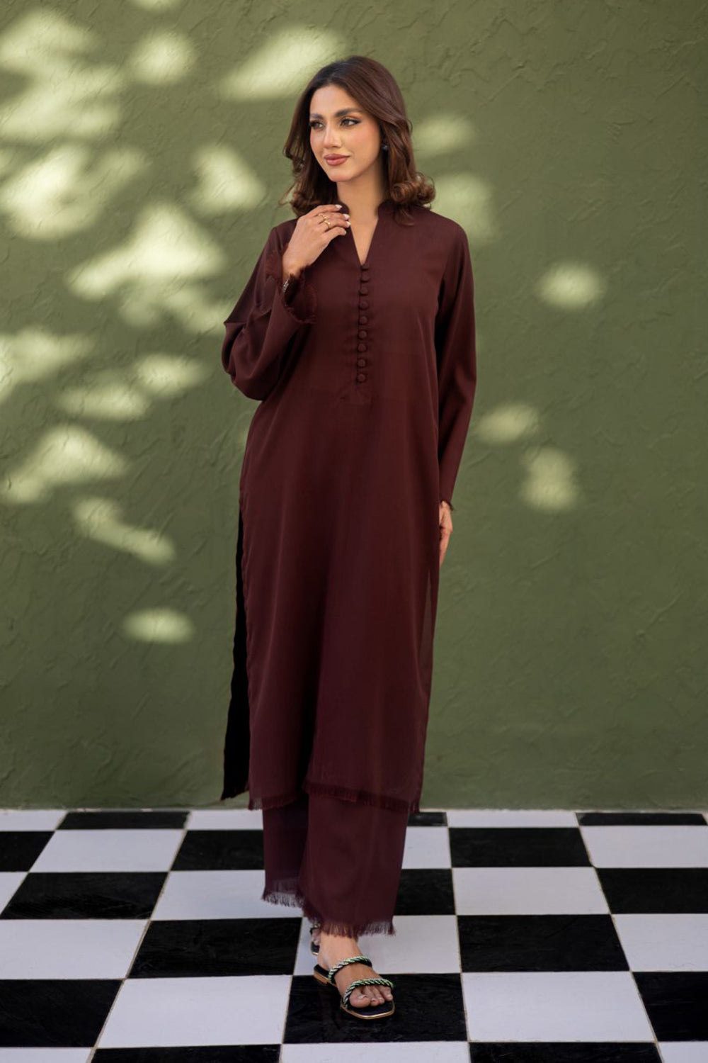 Khushboo & Pankaj Deep Cocoa Button Kurta Set
