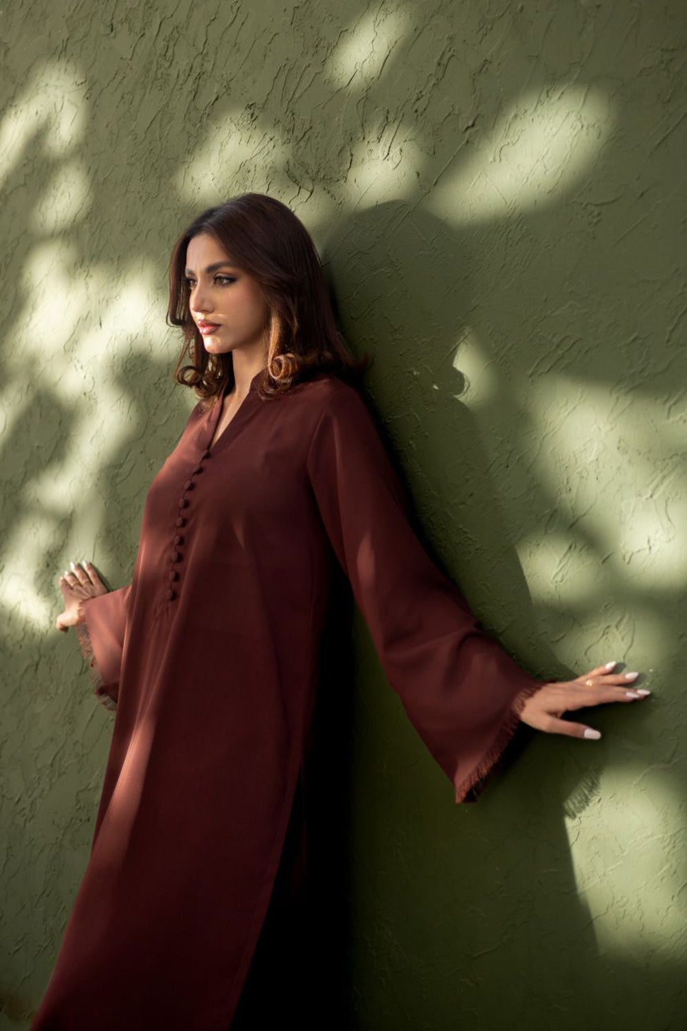 Khushboo & Pankaj Deep Cocoa Button Kurta Set