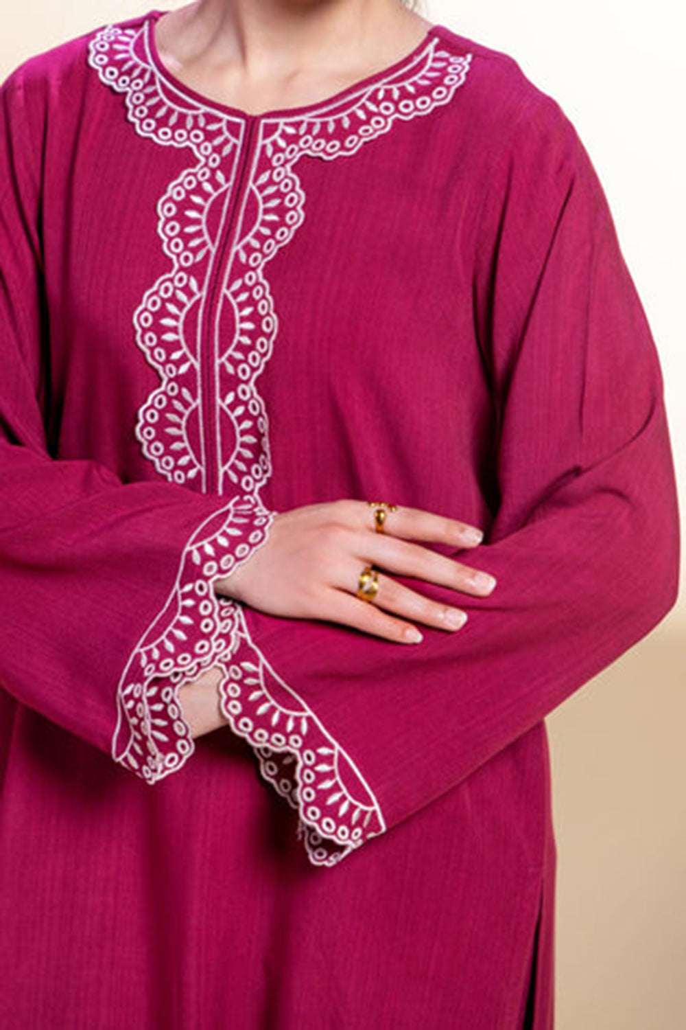Khushboo & Pankaj Deep Pink Embroidered Kurta Set