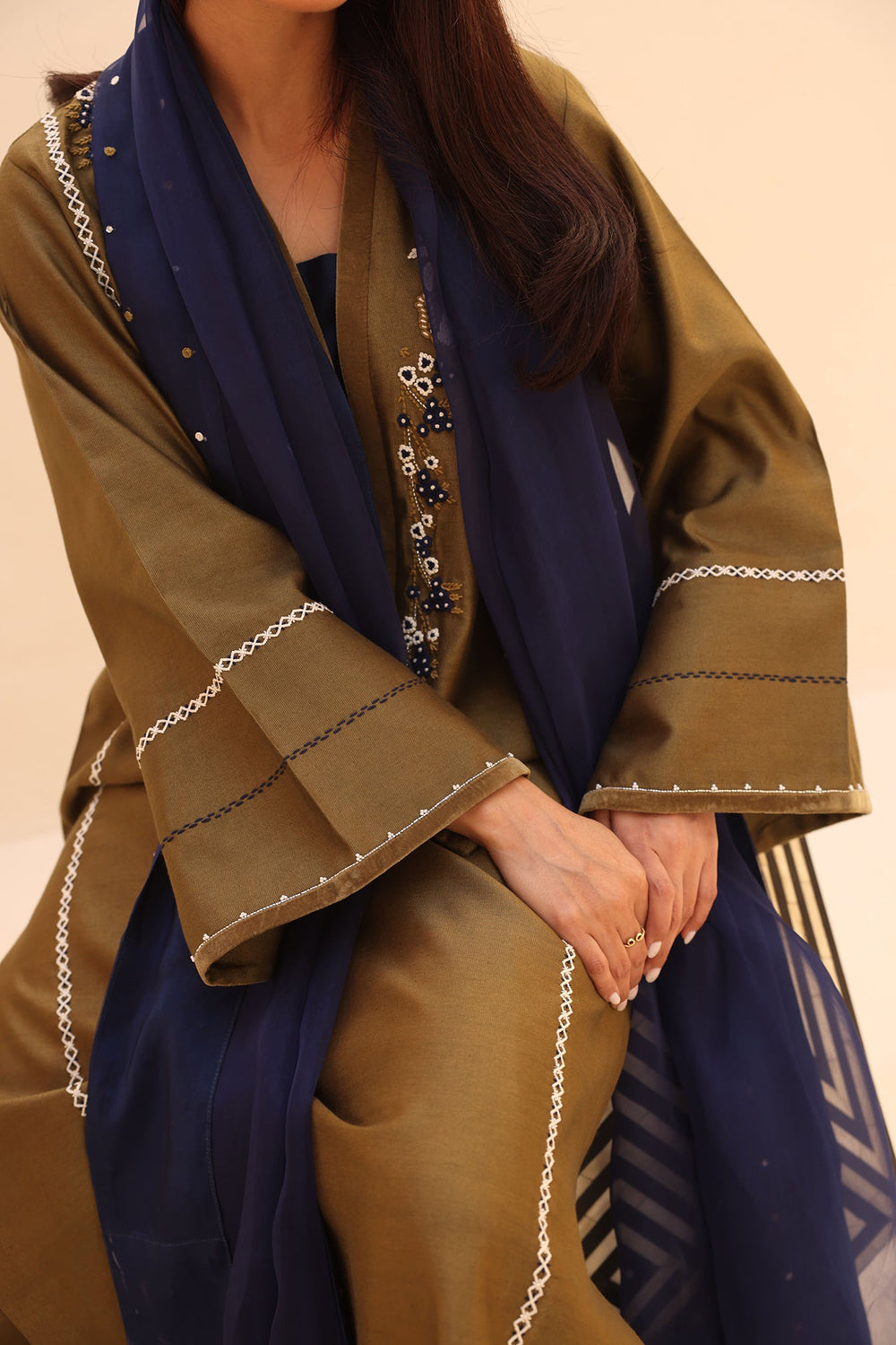 Khushboo & Pankaj Earthy Olive Festive Kurta Set