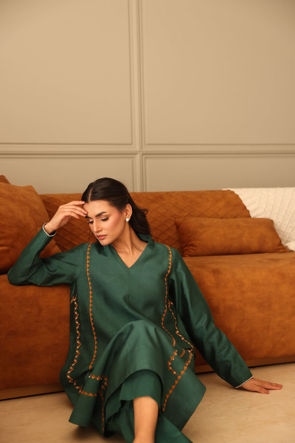 Khushboo & Pankaj Forest Threadwork Kurta Set